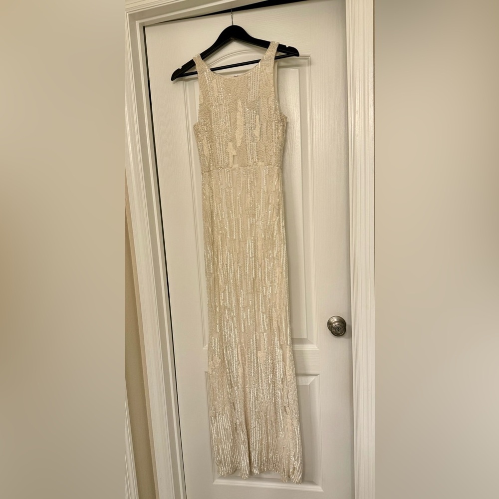 Parker, Ivory Beaded Gown, Size 6, Floor length, Sleeveless - Picture 9 of 11